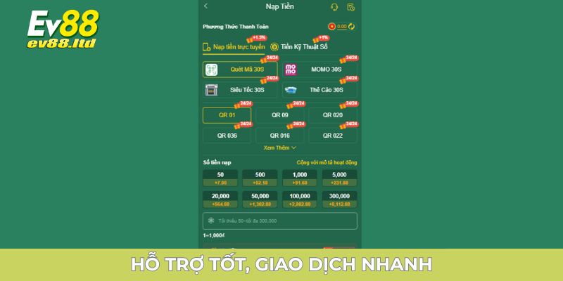 Ev88 Hỗ trợ tốt, giao dịch nhanh